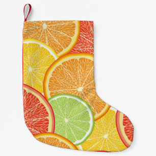 Grapefruit and orange abstract background. small christmas stocking