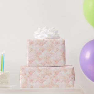 Grapefruit Blush Pink Peach White Scales Birthday Wrapping Paper