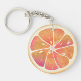 Grapefruit Citrus Fruit Slice Key Ring