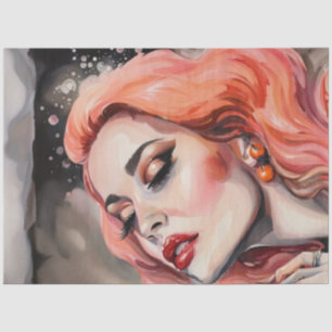 Grapefruit Goddess Pink Haired Decoupage Tissue Paper