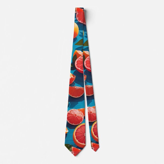 Grapefruit juicy Rainbow Custom Pattern Tie (Front)