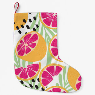 Grapefruit & Leaves: Tropical Vintage Small Christmas Stocking