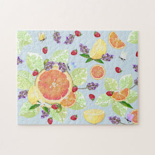 Grapefruit Lemon Orange Raspberry Citrus Fruit Jigsaw Puzzle