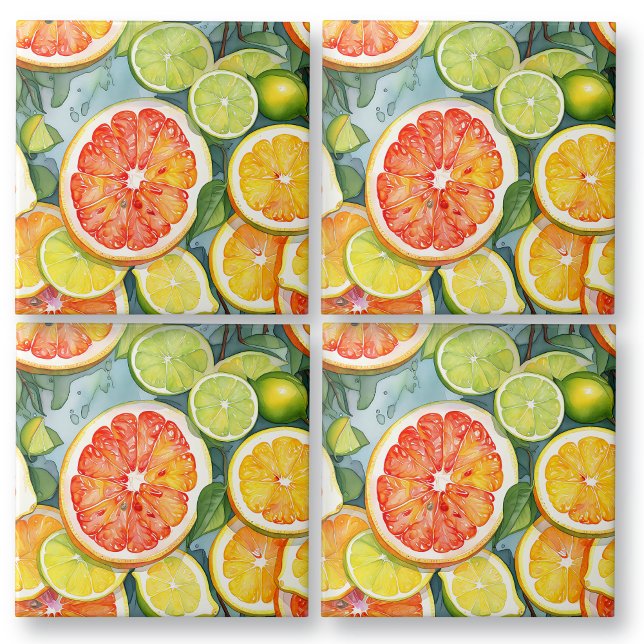 Grapefruit, Lemons, Limes and Oranges Citrus Ceramic Tile (Creator Uploaded)