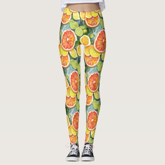 Grapefruit, Lemons, Limes and Oranges Citrus Leggings (Front)