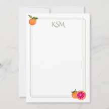 Grapefruit Monogram Stationery