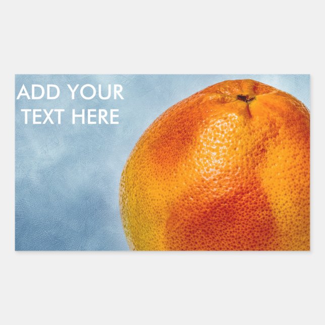 Grapefruit of bright orange colour rectangular sticker (Front)