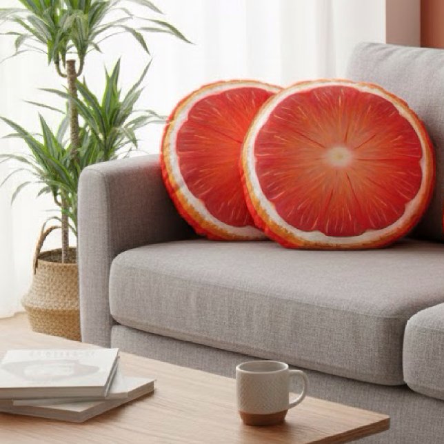 Grapefruit pomelo slice round cushion (Creator Uploaded)