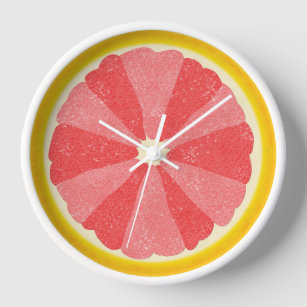 Grapefruit Slice Pop Art Minimalist Kitchen Food Wall Clock