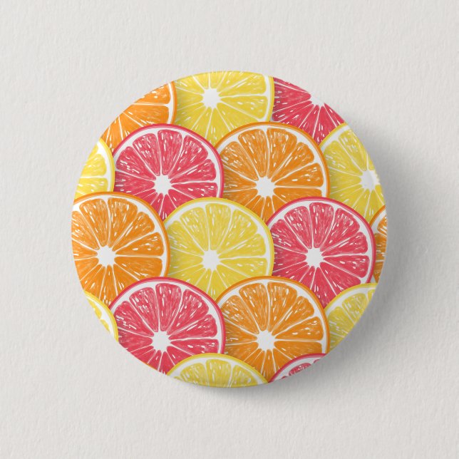 Grapefruit slices 6 cm round badge (Front)