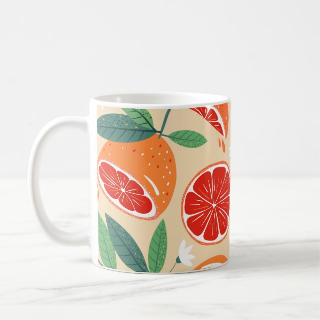 Grapefruit slices, modern seamless pattern. coffee mug (Left)
