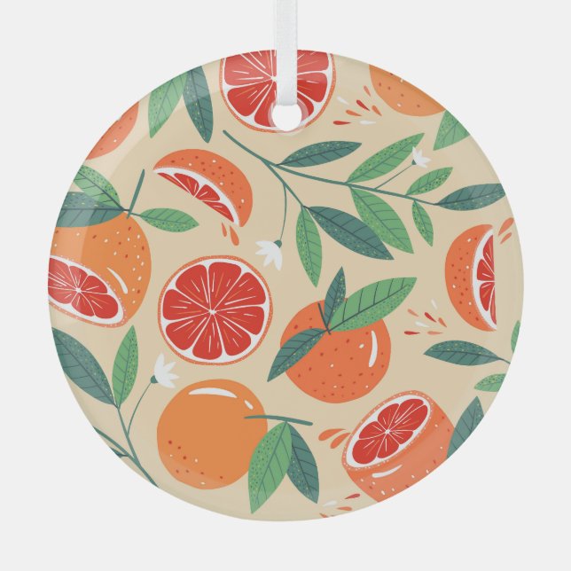 Grapefruit slices, modern seamless pattern. glass tree decoration (Front)