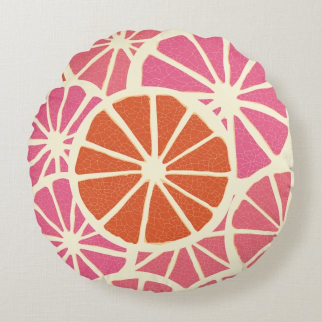Grapefruit slices seamless pattern,fresh citrus ba round cushion (Front)