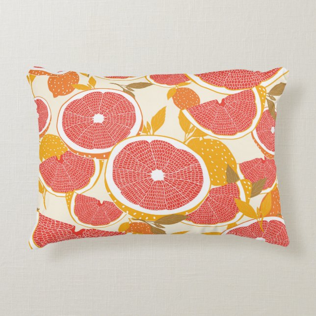 Grapefruit Slices with Leaves Decorative Cushion (Front)