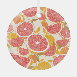 Grapefruit Slices with Leaves Glass Tree Decoration