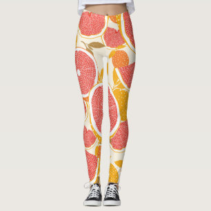 Grapefruit Slices with Leaves Leggings