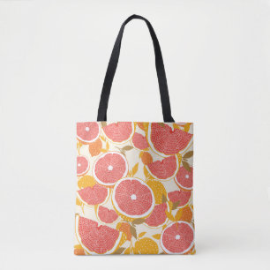 Grapefruit Slices with Leaves Tote Bag