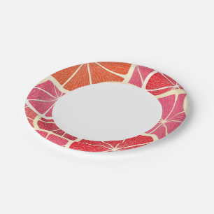 Grapefruit vintage background paper plate
