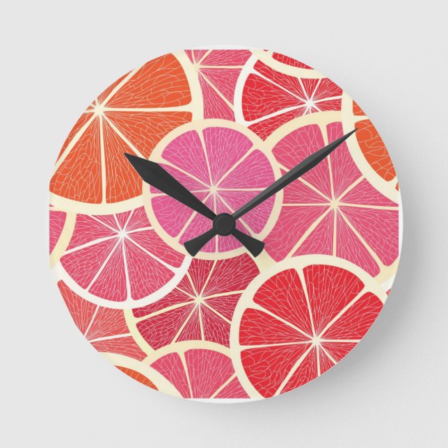 Grapefruit vintage background round clock (Front)