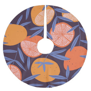 Grapefruit Vintage, Tropical Fruit Pattern. Brushed Polyester Tree Skirt