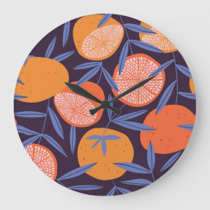 Grapefruit Vintage, Tropical Fruit Pattern. Large Clock