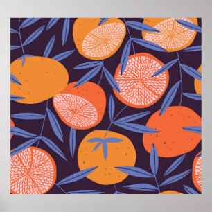 Grapefruit Vintage, Tropical Fruit Pattern. Poster