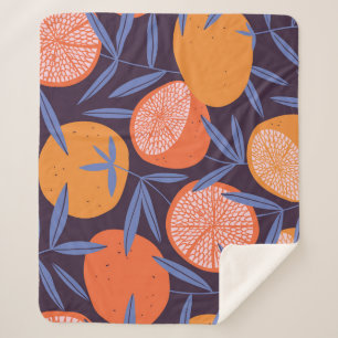 Grapefruit Vintage, Tropical Fruit Pattern. Sherpa Blanket