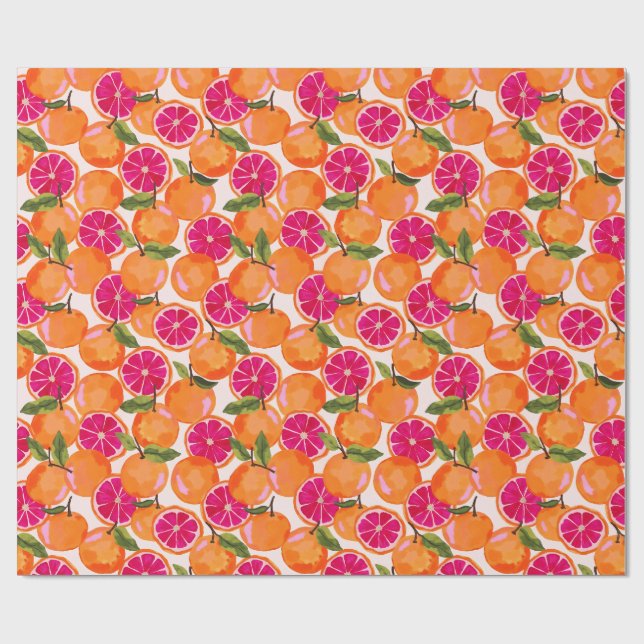 Grapefruit Watercolor Wrapping Paper (Flat)