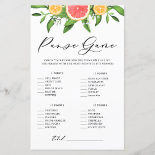 Grapefruit What's In Your Purse Bridal Shower Game