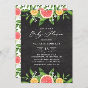 Grapefruits and Oranges Chalkboard Baby Shower Invitation