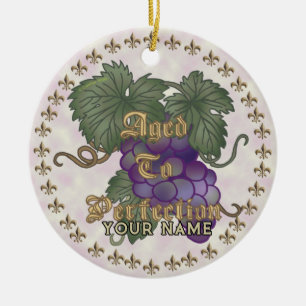 Grapes Aged To Perfection Ceramic Ornament