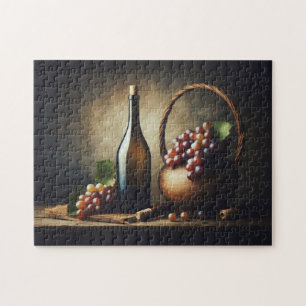 Grapes and a Bottle of Wine Still Life Jigsaw Puzzle