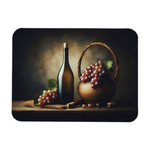Grapes and a Bottle of Wine Still Life Magnet