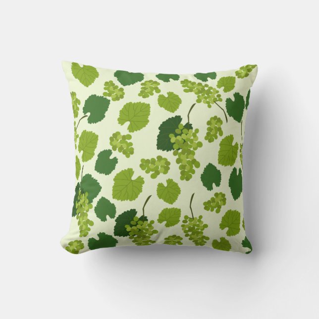 Grapes and Grape Leaves Pattern Cushion (Front)