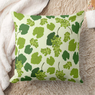 Grapes and Grape Leaves Pattern Cushion