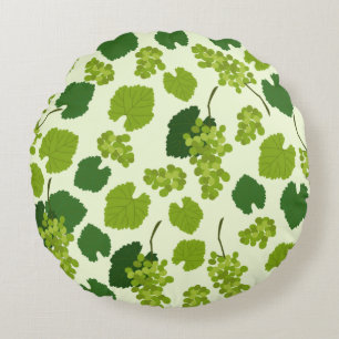 Grapes and Grape Leaves Pattern  Round Cushion