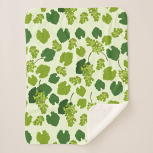 Grapes and Grape Leaves Pattern Sherpa Blanket