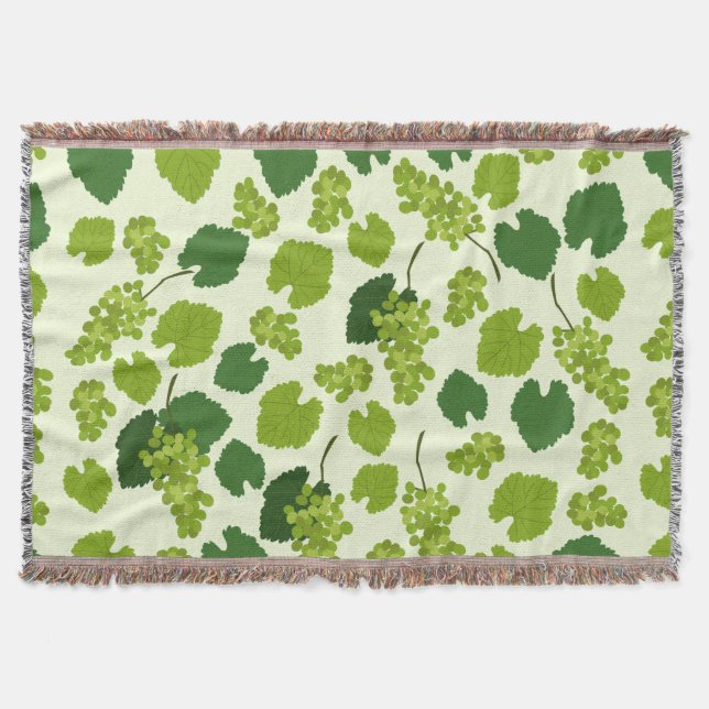 Grapes and Grape Leaves Pattern  Throw Blanket (Front)