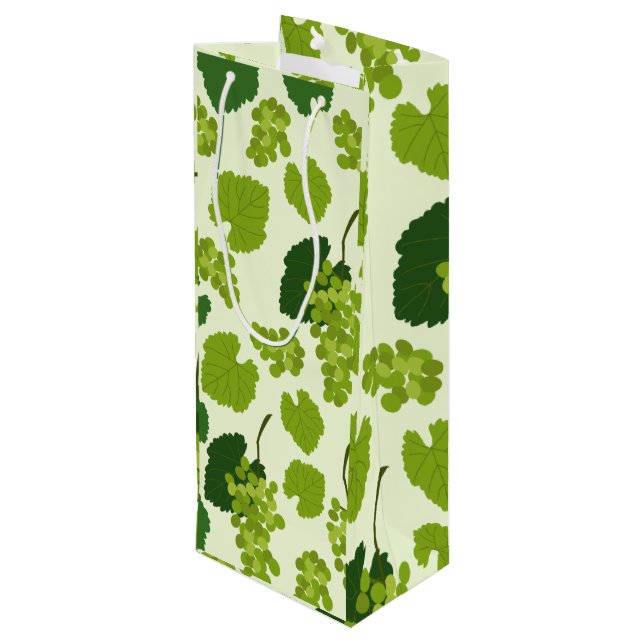 Grapes and Grape Leaves Pattern     Wine Gift Bag (Back Angled)