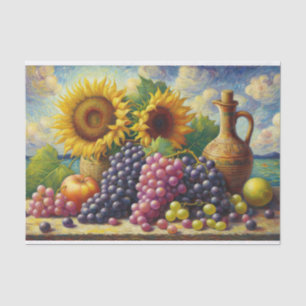 Grapes and Sunflowers Oil Painting Decoupage Tissue Paper