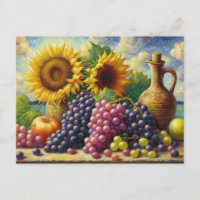 Grapes and Sunflowers Oil Painting