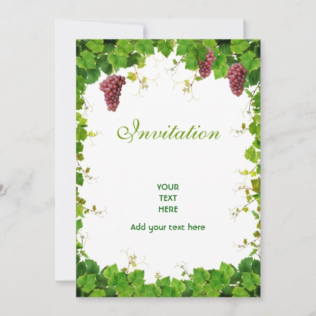 Grapes and vine invitation (Front)