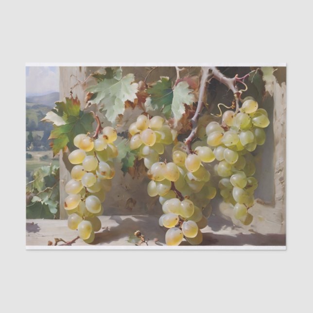 Grapes and Vines Watercolor Decoupage Tissue Paper (Front)