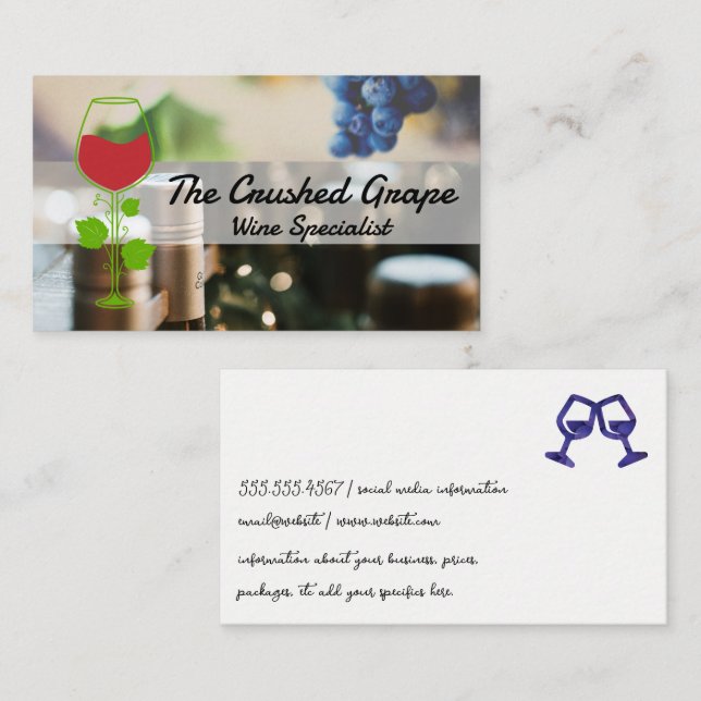 Grapes and Wine Bottles Business Card (Front/Back)