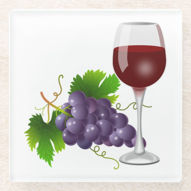 Grapes and Wine Glass Coaster (Front)