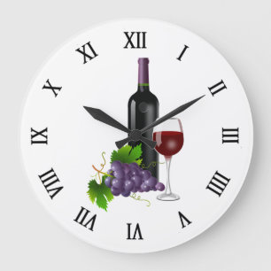 Grapes and Wine Large Clock