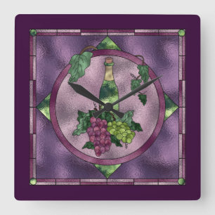 Grapes and Wine on Purple Clock