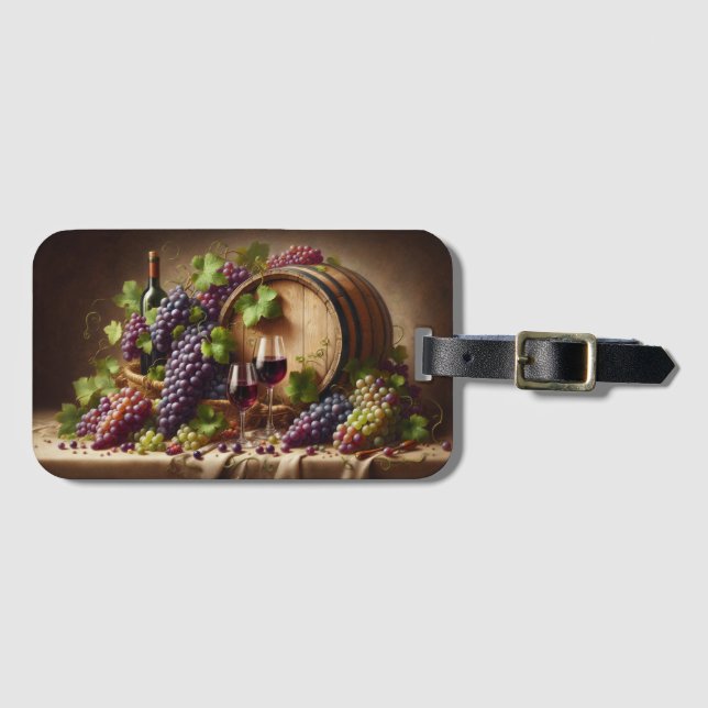 Grapes and Wine Still Life Luggage Tag (Front Horizontal)