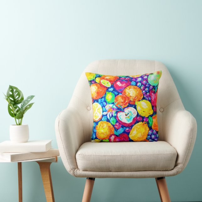 Grapes, Apple and Citrus Fruits Painting. Buy Now Cushion (Chair)