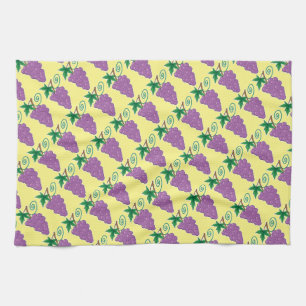 Grapes Bunch on Yellow Matching Tea Towel